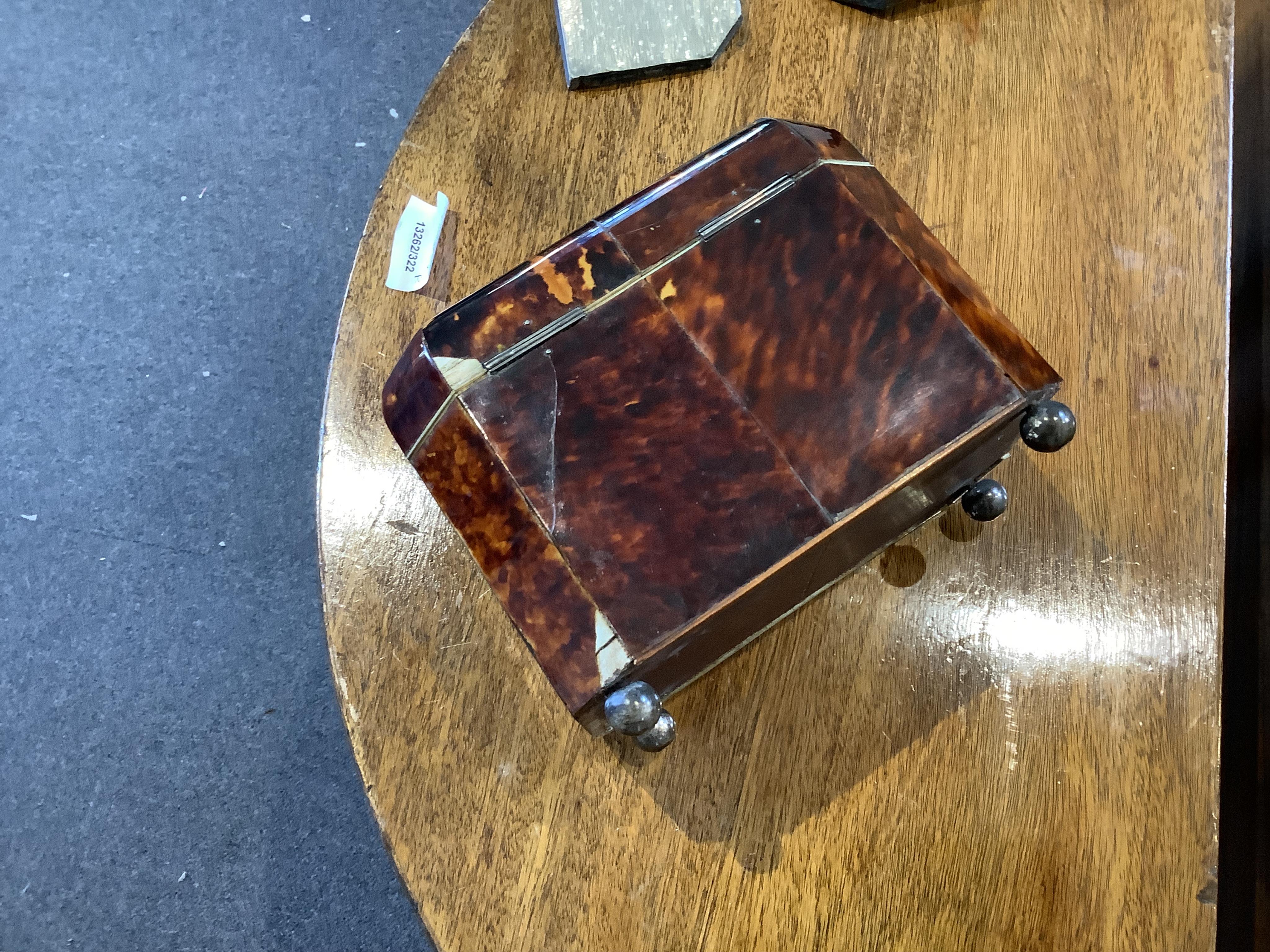 A Regency blond tortoiseshell tea caddy